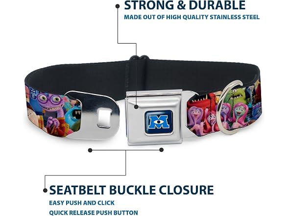 Buckle-Down Dog Collar Seatbelt Buckle Monsters Univerisity