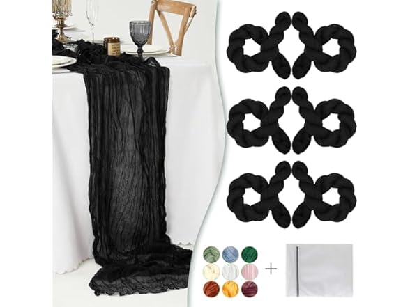 Waligoy Black Cheesecloth Table Runner