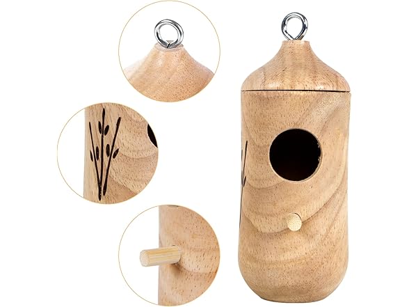 Wooden Hanging Hummingbird House 3Pk