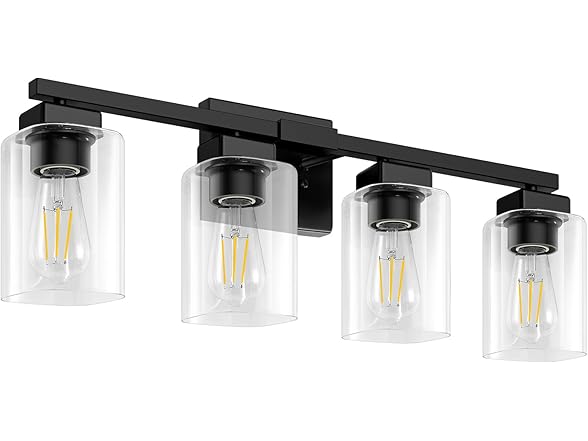 BesLowe 4-Light Bathroom Light Fixture Black