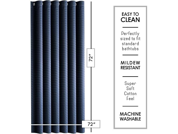 Clara Clark Navy Blue Shower Curtain Set w Caddys