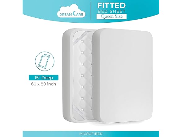 Deep Pocket Fitted Sheet Queen White