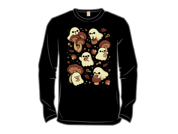 Cute Ghosts with Autumn Mushrooms