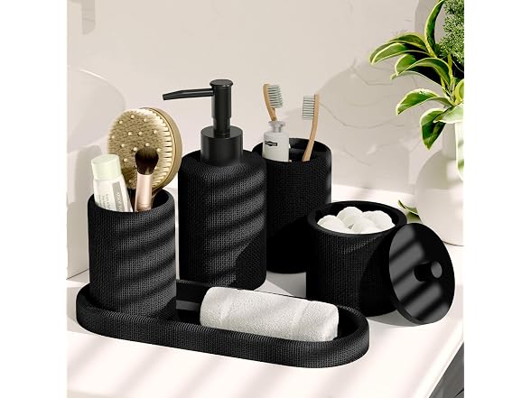 Clara Clark Bathroom Set - Black Bathroom Accessories Set