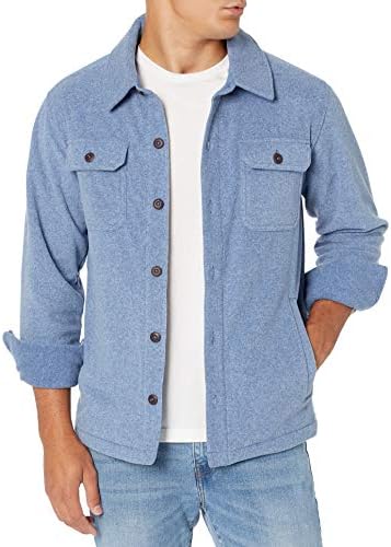 Amazon Essentials Men's Long-Sleeve Polar Fleece Shirt Jacket, Indigo Blue Heather, X-Small