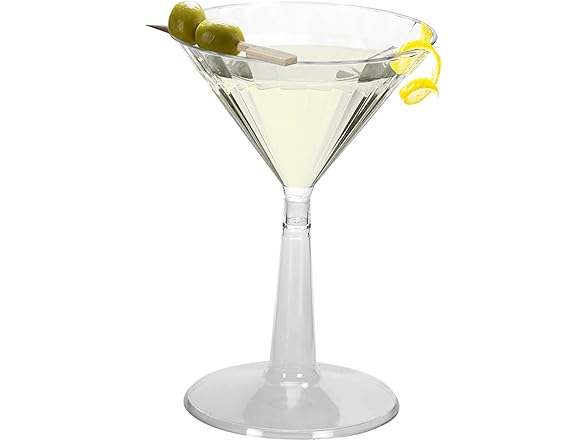 WNA Classicware 6oz Clear Plastic Martini Glasses, 96-Pack