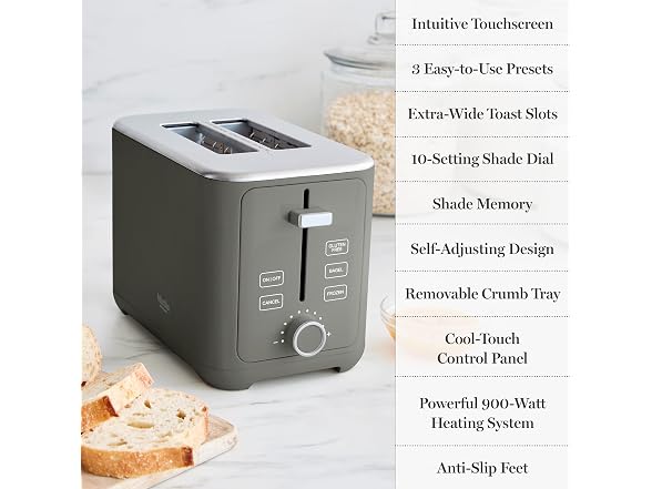 Martha Stewart 2-Slice Toaster Caviar Gray