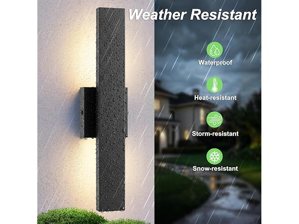 BesLowe 2-Pack 23.6" Outdoor Wall Lights