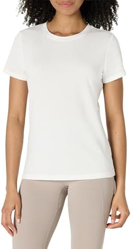 Amazon Essentials Women's Active Soft Cotton Regular Fit Crewneck Short Sleeve Lightweight Yoga Workout T-Shirt, White, X-Large