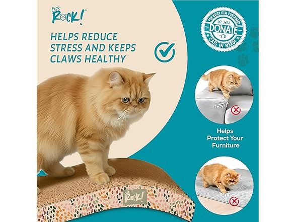 Cats Rock Scratching Board for Indoor Cats, Curved