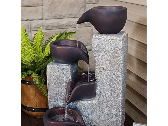 Sunnydaze Aged Tiered Vessels 29-Inch Solar Fountain