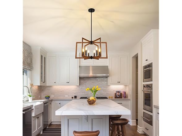 Bairth Adjustable Wood Grain Kitchen Chandelier