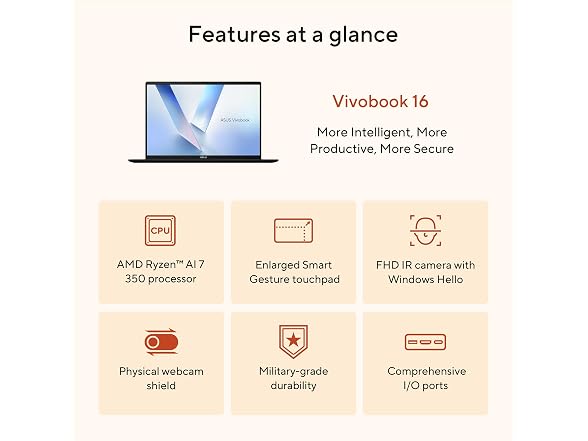 ASUS Vivobook 16" Copilot+ AMD Ryzen Laptop