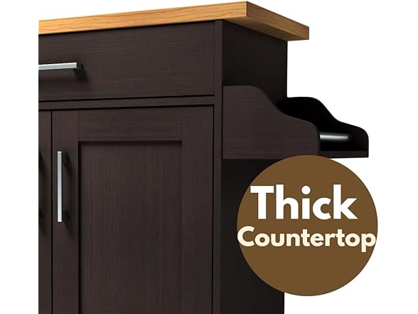 Hodedah Rolling Wood Kitchen Island Cart