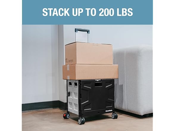 CleverMade Collapsible Wheeled Crate, 35L Capacity, 4 Wheels