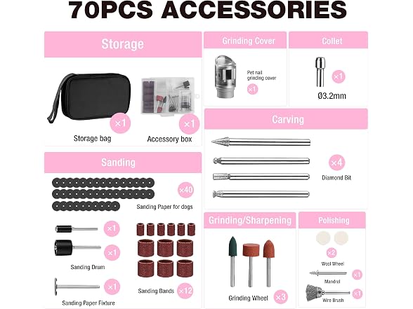 WORKPRO 3.6V Rotary Tool Kit Pink