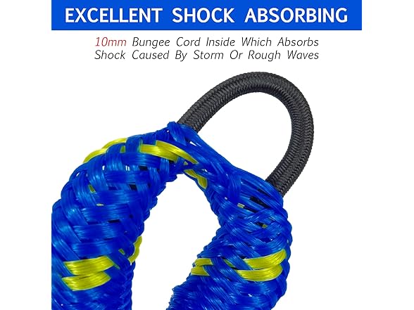 Geelu 2ft Bungee Dock Lines, Blue/Yellow