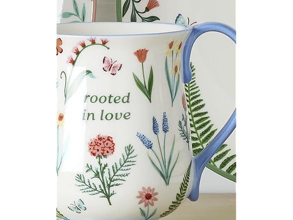 Oneida Coffee Mug Set, First Blooms Blue Mugs 2 Pieces