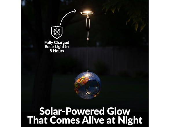 Sunnydaze Fire & Ice Solar Glass Bird Feeder