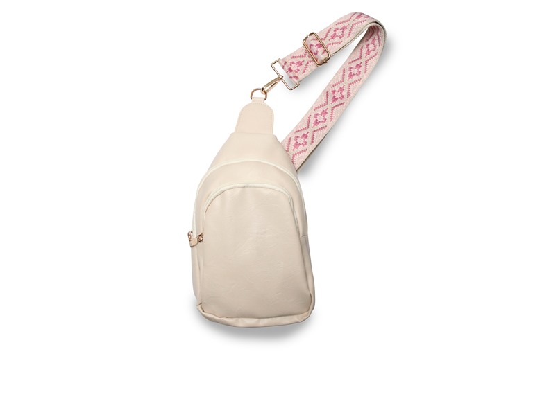 Vegan Leather Sling Bag with Printed Strap