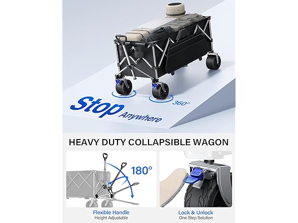 everyfun 440lb Heavy Duty Wagon Black