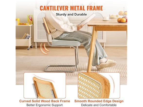 Rattan Dining Chairs Set of 4, Mid Century