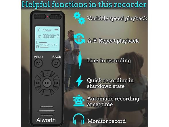 Aiworth 136GB Digital Voice Recorder