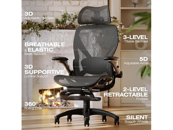 ELABEST X100 Ergonomic Mesh Office Chair with Footrest
