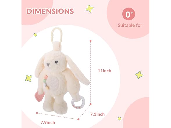 Linzy 10" Beige Bunny Baby Stroller Toy