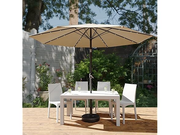 9' Outdoor Crank & Tilt Umbrella w/ LEDs