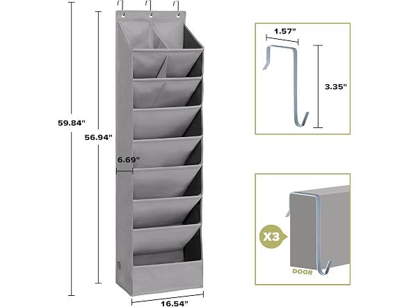 6 Pack Shoe Organizer with 6 XL Pockets Grey