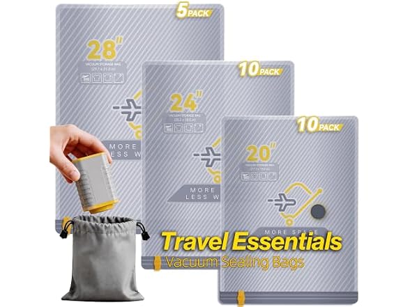 Viokei 25-Pack Vacuum Bags for Travel