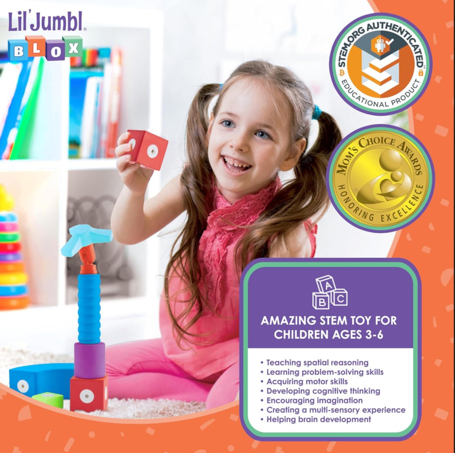 Lil' Jumbl Blox 100-Piece Magnetic Building Blocks Play Set - Gallery 5