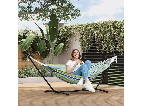 Double Hammock w/ Space-Saving Steel Stand