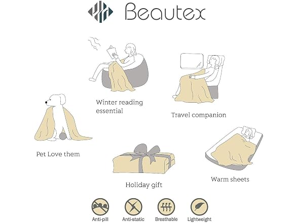 BEAUTEX Sherpa Fleece Blanket Twin Size
