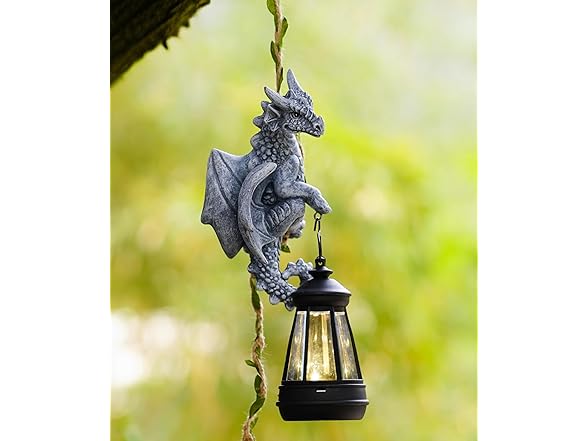 Dragon Garden Statue w/ Lantern 23.6