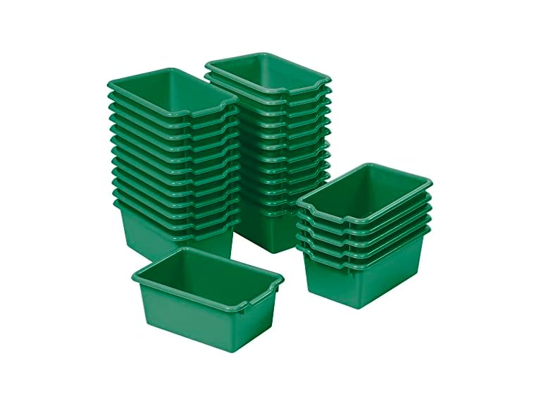 ECR4Kids Scoop Front Storage Bin, Multipurpose Organization, Green, 30-Piece