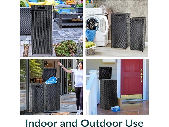 Sunnydaze Outdoor Trash Cans with Lids 2-Pk Black