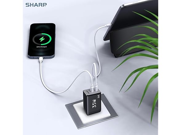 Sharp GaN Dual Port Foldable 35W USB-C Charger