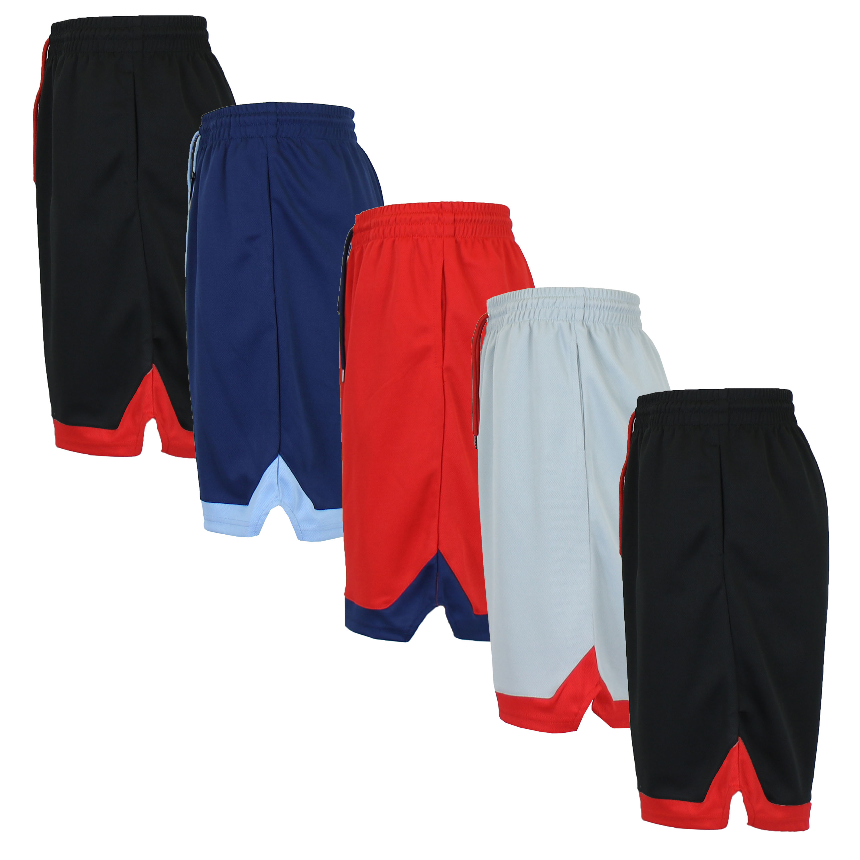 5Pk Mens Active Mesh Shorts w/Trim (S-2XL) - Gallery 10