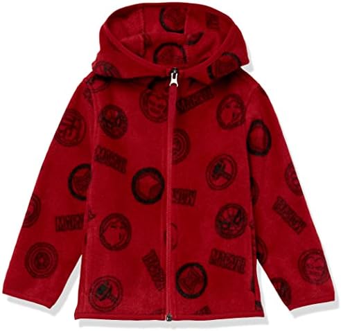 Amazon Essentials Disney | Marvel | Star Wars Boys' Polar Fleece Full-Zip Hooded Jacket, Marvel Logo, X-Small