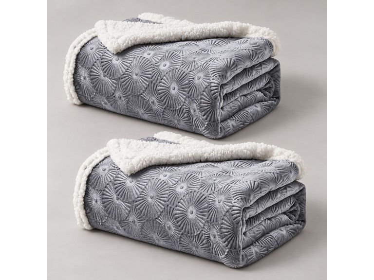 2-Pack Embossed Sherpa Throw Blankets