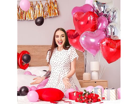 Upgraded Pink Silver and Red Balloons 