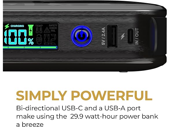 HALO Bolt PaL 1000 Portable Car Jump Starter w/USB-A & USB-C Charger Ports