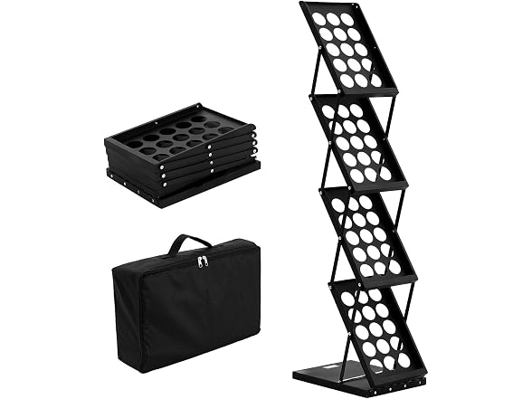 Foldable Magazine Display Rack, 4-Tier Brochure