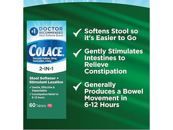Colace 2-in-1 Laxative 60ct