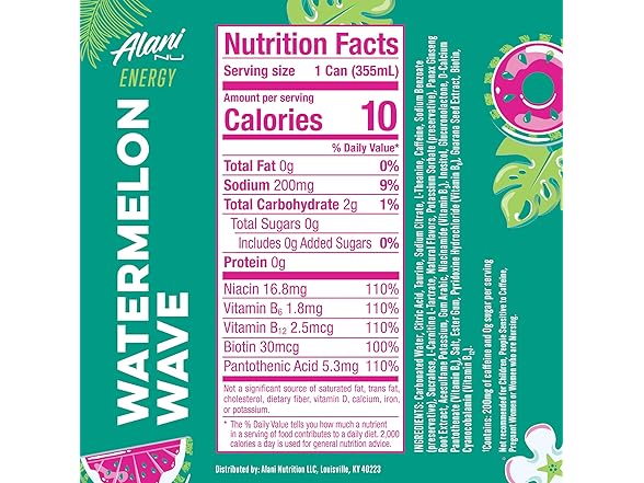 12PK Alani Nu WATERMELON WAVE, Sugar Free