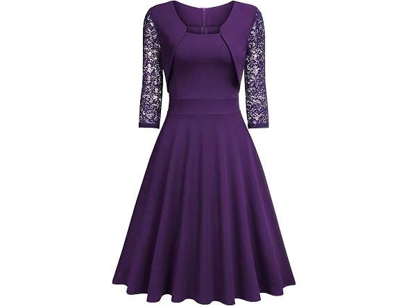 Miusol Women (M) Square Neck Lace Dress
