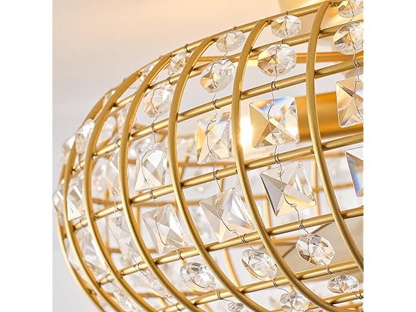 Parrot Uncle 19.7 Inch Gold Crystal Fandelier Ceiling Fan