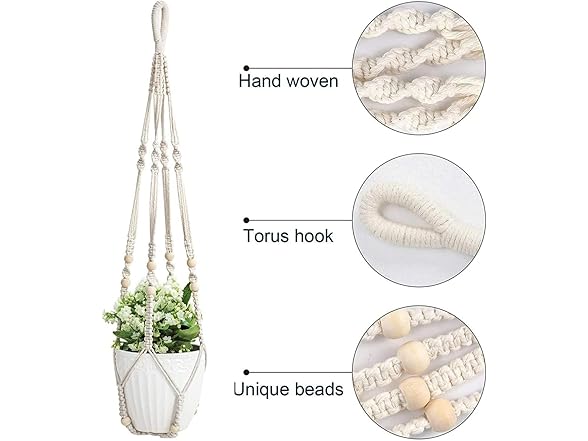 AKEIE Macrame Plant Hanger 3 Pack Indoor & Outdoor